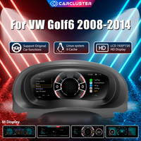 Carcluster Tableau de bord numérique LCD 10,25'' pour Volkswagen Golf 6 Mk6 2008-2014 avec prise en charge HDMI Carplay Radio et panneau d'instruments.