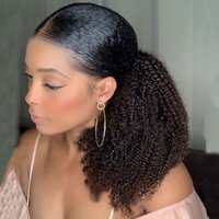 Afro curly Drawstring Ponytail Human Hair 3C-4A Extension 100g Kinky Curly Clip In Pony Tail Brazilian Hair 2#4# Color