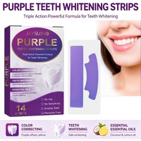 Purple Teeth Whitening Strips Brighten Tooth Stain Removal Cleaning Oral Hygiene Care Brighter Smile at Home Bleaching Dental