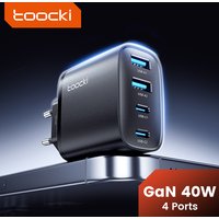 Toocki 40W GaN Fast Charger QC4.0 PD3.0 AFC SCP 4 Port USB Type C Charger for iPhone 16 15 14 Samsung S25 S24 Xiaomi Huawei OPPO