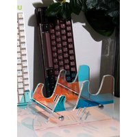 3 Tiers Display Keyboard Holder Transparent Acrylic Keyboard Stand Computer Mechanical Keyboard Rack Storage Detachable Holder