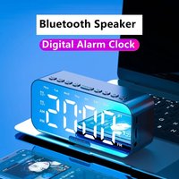 1pc LED Despertador Digital Com Bluetooth, Alto-falante Espelho Quarto Escritório Decoração Tabela Tela Temperatura Rádio FM
