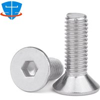 Vis à tête Allen intérieure en acier inoxydable, douille hexagonale, seau plat, 2,2 à tête plombée, DIN7991, M1.6, M2, M3, M5, M6, M8, M10, M12, 304