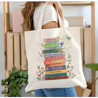 Book Tote Bag Personalized Book Lover Gift Floral Bookish Canvas Bag Bookshelf Reader Aesthetic Tote Gift for Birthday Friend