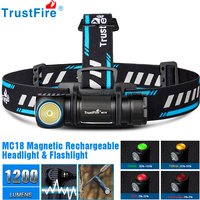 Trustfire Mc18 Headlamp Led Xp-Lhi 18650 Magnetic 2a Usb Rechargeable Head Lamp 1200lm Flashlight Headlight Magnet Tail Cap