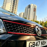 GTI Style Car Front Bumper Grille Grills For Volkswagen VW POLO 6R 2011-2013 Red Black Honeycomb Mesh Upper Grille Car Body Kits