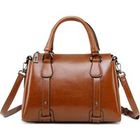 Genuine Leather Handbag For Women Shoulder Cross Tote Bag Top Handle Bag Casual Designer Female Oil Wax Cowhide Messenger