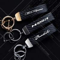1PCS Motorcycle Keychain For Suzuki Bandit M109R B-King Logo Widget Ornaments Metal Carbon Fiber Leather Key Chain Accessories