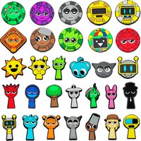 30-100Pcs Sprunki Plush Game Series Shoe Charms Shoes Accessories Decorations Clog Sandal Wristband Buckle for Kids Party Gifts