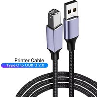 USB 2.0 Printer Cable Type C to USB B Printer Cable Braided Printer Scanner Cord for Epson HP Canon Brother MacBook Pro 1m/2m/3m