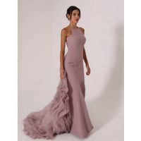 Pink Beadings Evening Dresses Ankle-Length Prom Dress Sleevesless Customized Halter Women Sequins Saudi Arabia Wedding Party
