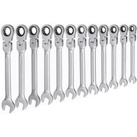 Allsome 6-32mm Flexible Pivoting Head Ratchet Combination Spanner Wrench Garage Metric Tool