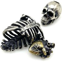 1 Set Messing Weiß Messing Skeleton Messer Perlen Im Freien Werkzeuge EDC Rahmen Schädel Herz DIY Lanyard Anhänger Schlüssel Ringe Zubehör