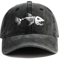 2026 New White fishbone printed baseball cap, vintage style, fashionable and versatile for both men and women