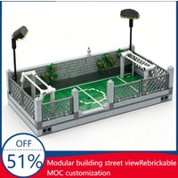 NEW 500 PCS MOC Urban Football Pitch Street Soccer Cage Modular Sports Scene Building Blocks Educational DIY Assembly Toy Gift