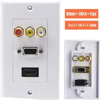 Hdmi VGA 3RCA Combo Home TV AV Outlet Audio Video Wall Plate Face Cover Plate Panel (1 Hdmi+ 3 RCA + 1 Vga)-white