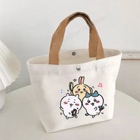 Cartoon Chiikawa Women's Canvas Handbag Hachiware Usagi Portable Tote Bags Cute Print Small Pouch Female Girl Shopping Bag