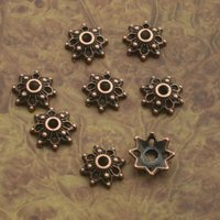 100pcs 8mm;hole,1mm antiqued copper flower bead cap findings X0214
