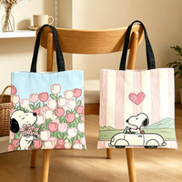 Snoopys Shoulder Bag High Capacity Eco Reusable Women Men Casual Shopping Tote Pouch Kawaii Cartoon Anime Print Handbags Gift