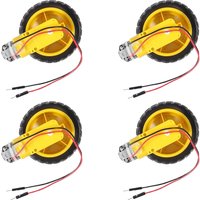 4 Sets TT Motor DC 3-6V Gearbox Motor Dual Shaft 200RPM Ratio 1:48 Motor with Tire Wheel Kit for Arduino DIY Smart Car Robot