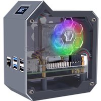 N07 Minitower NVMe NAS Kit For Raspberry Pi 5 with Ice Tower Supports M.2 NVMe SSD 2230, 2242, 2260, 2280