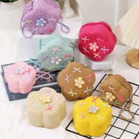 Cute Summer Children Girls Shoulder Bag Flower Bow Handmade Straw Baby Bags Messenger Bag Kids Keys Coin Purse Cute Mini Handbag