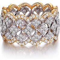 Huitan Hot Trend Women Rings with Sparkling Cubic Zirconia Hollow Leaf Design Two Tone Hip Hop Rock Rings Party Jewelry