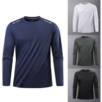 Reflective Sport Gym T Shirt Men Quick Dry Running Bodybuilding Shirts Men Long Sleeve Fitness Pullover Top Spring Autumn