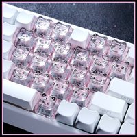 Sweet Cool Cat MAO Love Transparent Keycap Kit PC 39 Additional DIY Personalized Keycaps for 60/64/84/98/108 Mechanical Keyboard