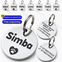 Taakcc Dog Cat Plate Stainless Steel Tags Engraved Puppy Pet ID Name Tag ,Round 25mm, Free Personalized Pets Dogs Accessories