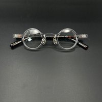 Vintage 35mm round acetate fiber eyeglass frame, high-quality Retro transparent color, tortoiseshell color eyeglass frame