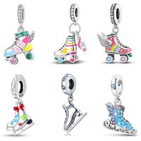 Figure Skate Pendant Silver Plated Fit Charms Silver Plated Original Bracelet for Jewelry Making