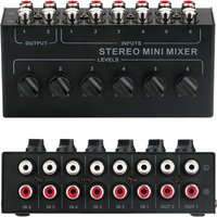 4 6 Channels Passive Stereo Mixer Mini Audio Mixer Portable Sound Mixer RCA Input Ultra Low Noise for Live Studio Recording
