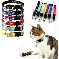 1Pc Cat Collar with Bell Cartoon Star Moon Dog Puppy Cat Kitten Collar Adjustable Safety Bell Ring Necklace Cat Jewelry