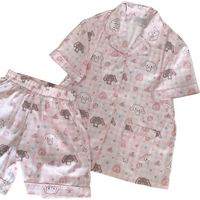 Japanese Girl Cute Short Sleeved Shorts Home Wear Summer New Student Animal Cartoon Lapel Pajamas Fashionable Women's Set Sweet