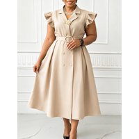 Summer 2026 Style Mid-Length Double-Breasted Dress Suit Collar New Fashion Trend Women's Casual Elegant Dress