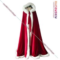 Lady's Carnival Party Velvet Hooded Winter Christmas Cosplay Costumes Santa Claus Cloak Women Sexy Christmas Wine Red Cape