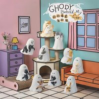 GHODY Behold My Cat Mini Ghost Blind Box Figures Glow In The Dark Cute Collectible Fluffy Cat Desktop Decor Gift For Cat Lovers