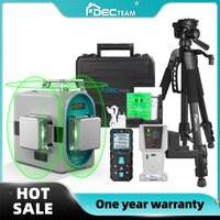 Decteam 12 Lines 3D Laser Level Green Beam Self-Levling Cross Line Laser Level Tool Kit With Adapter,Tripod,Receiver&Rangefinder