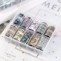 10Pcs Nail Foil Sticker, Snake Leopard Pattern Animal Print, Nail Art Transfer Decals Tips Decoration