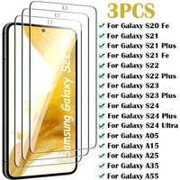 3PCS Protective Glass for Samsung Galaxy S24 S23 S22 S21 Plus S20 Fe Screen Protector for Samsung A15 A05S A25 A35 A55 glass