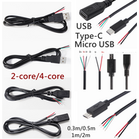 Power Supply Date Cable 2 Pin USB A TYPE-C Female Male 4 Pin Wire Jack Charger Cord Extension Connector DIY 5V 2/4-core Line