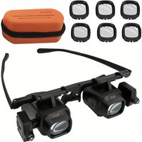 2XLED Watch Jeweler Repair Magnifier Head-Mounted Headband Adjustable Magnifying Head Eye Glasses Loupe Lens 8X 12X 24X