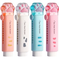 Eraser with retractable push-pull design, creative cartoon cat claw shape, student-specific stationery, portable eraser