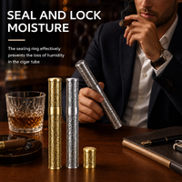 Waterproof Portable Metal Single Cigar Tube Humidor with Moisturizing Seal Travel Outdoor Cigar Storage Accessories for Men