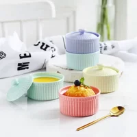 Modern ceramic with cover dessert bowl porcelain small soup bowl Cake baking mold kitchen utensils H144