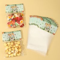 30/50pcs Jungle Animal Plastic Self-Adhesive Gift Bags for 1st Birthday Party Decoration Chocolate Snack Candy Packaging Bags