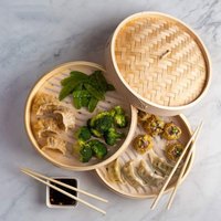 Chinese Steamer Bamboo Steamer Dimsum Cooking with Lid Steamer Basket Vegetable Snack for Cooking Bao Buns Basket Bamboo Steamer