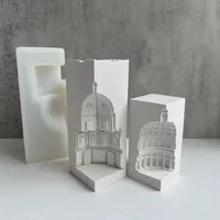 Sanctuary Cathedral Building Plaster Ornament Silicone Mold Aroma Plaster Mold Drip Resin Mould Concrete Molds