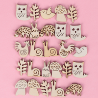 50Pcs/Pack Animal Snail Rabbit Wooden Craft Handmade Embellishment Scrapbook Laser Cut Ornaments Home Decoration Wood DIY Crafts